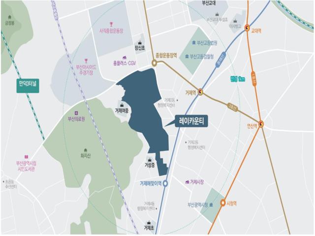 거제 레이카운티 임대동 입지